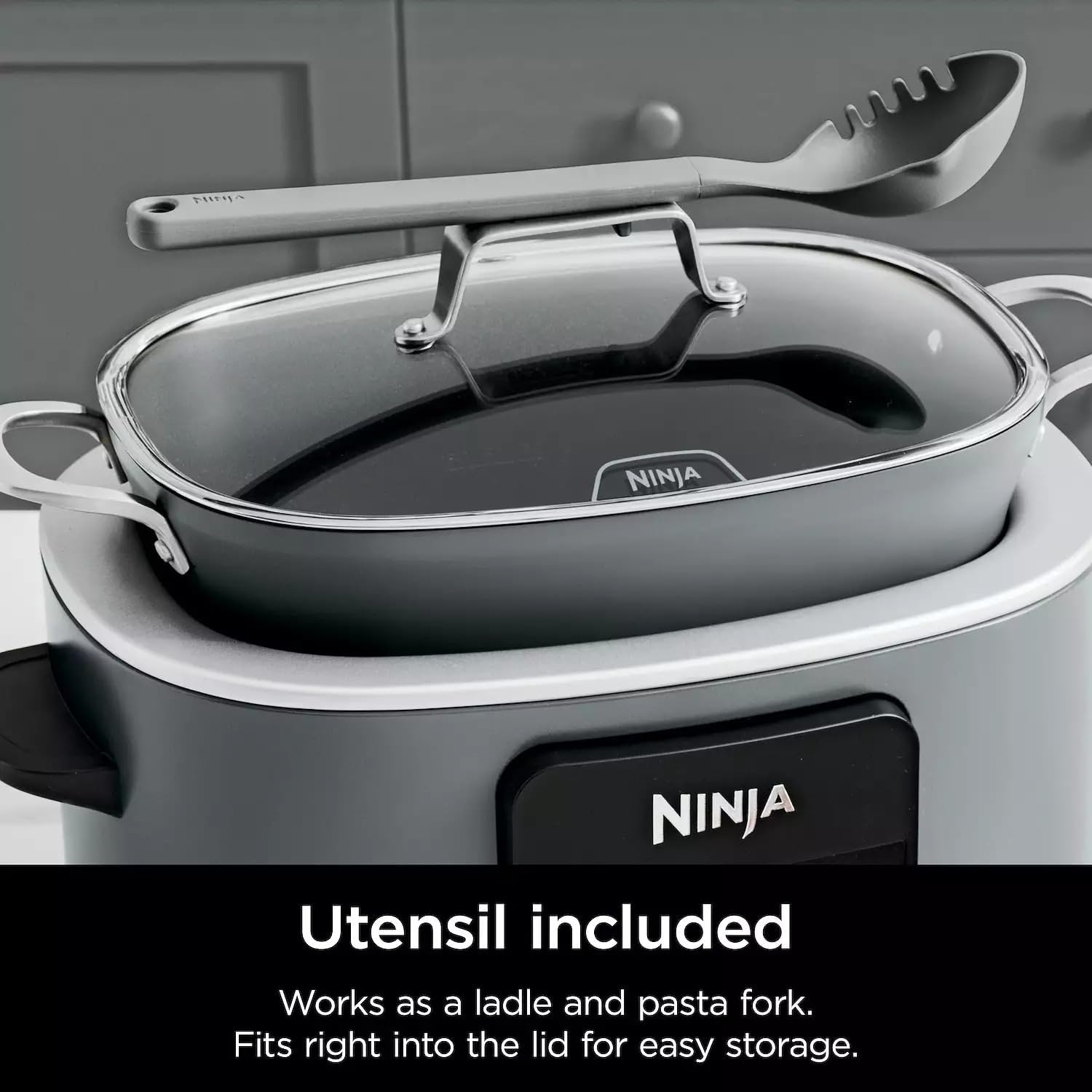 Ninja MC1001H Foodi PossibleCooker PRO 8.5 Quart Multi-Cooker, 8-in-1 Slow Cooker, Pressure Cooker, Dutch Oven & More, Glass Lid & Integrated Spoon, Nonstick, Oven Safe to 500°F, White (Renewed)