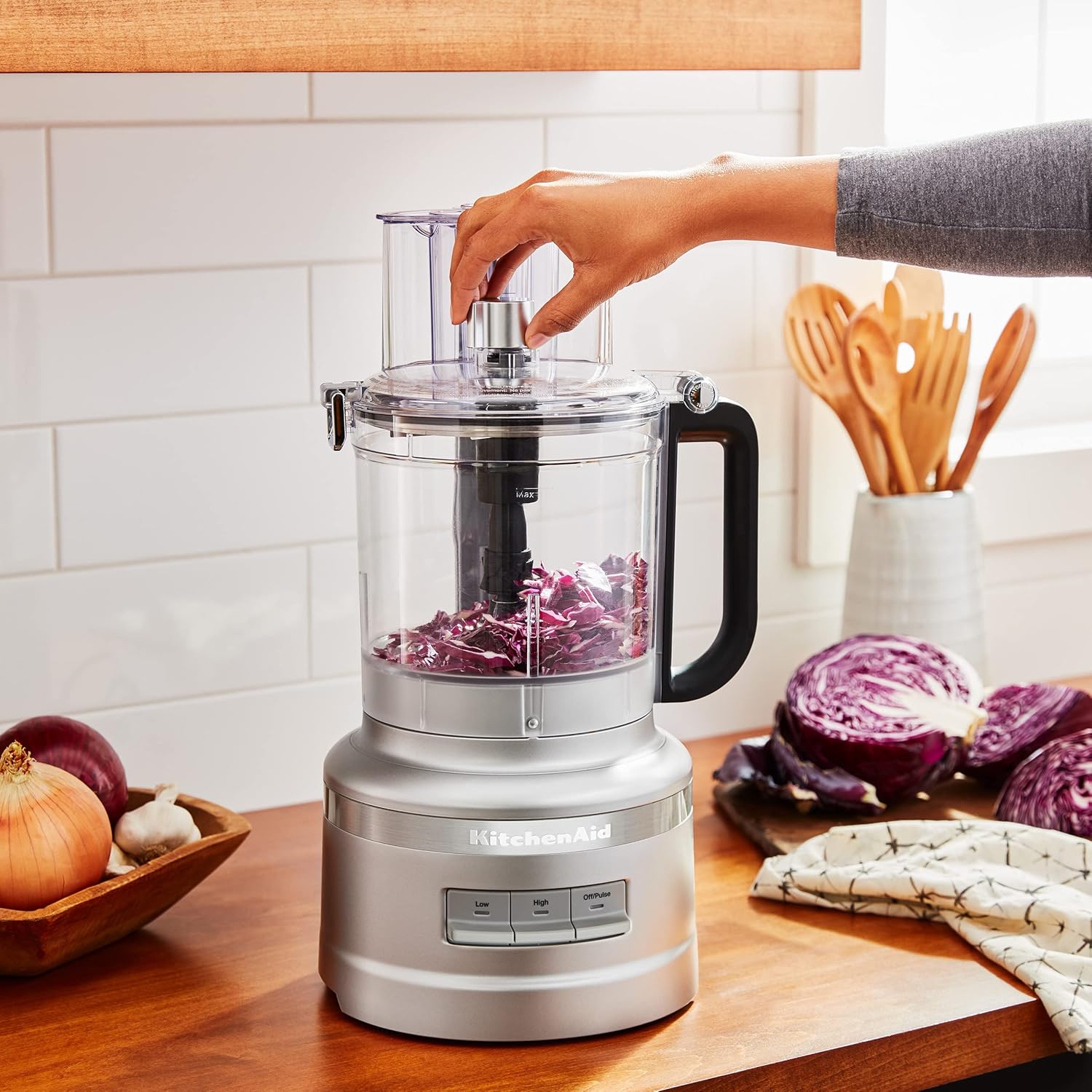 KitchenAid 13 Cup Food Processor, Contour Silver, KFP1317