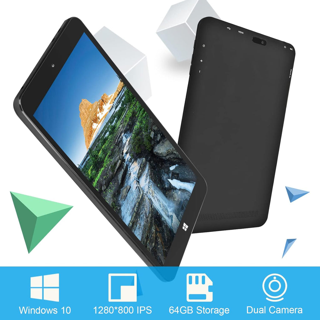 8 Inch Windows 10 Tablets, Quad Core CPU 64GB Storage 128GB Expand PC Windows Tablet Computer, 1280 x 800 IPS HD Touchscreen, WiFi, 4000mAh Battery, Bluetooth 4.0