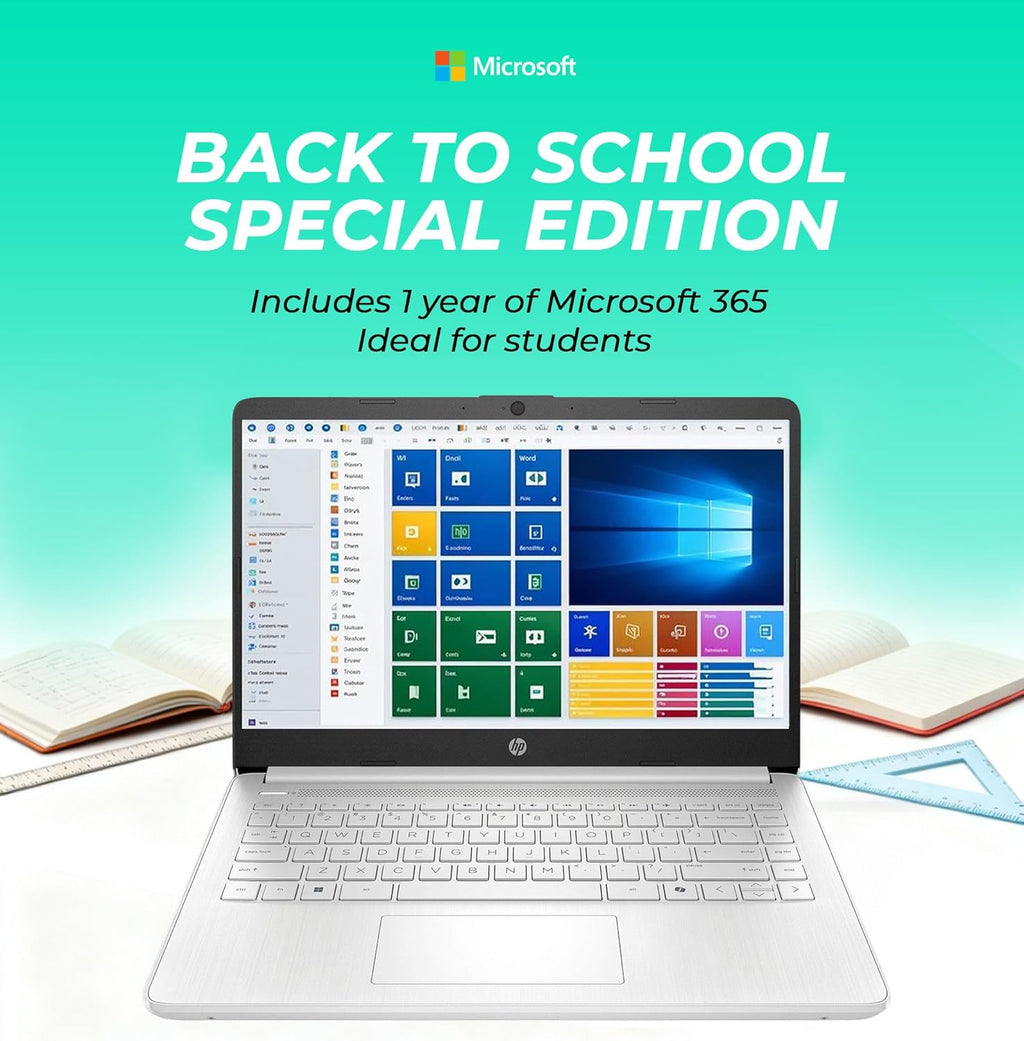 HP Laptop with Copilot AI • Latest Intel 4-Core N150 CPU • 128GB SSD • Windows 11, Microsoft Office 365 Included • Thin & Portable • w/o Mouse