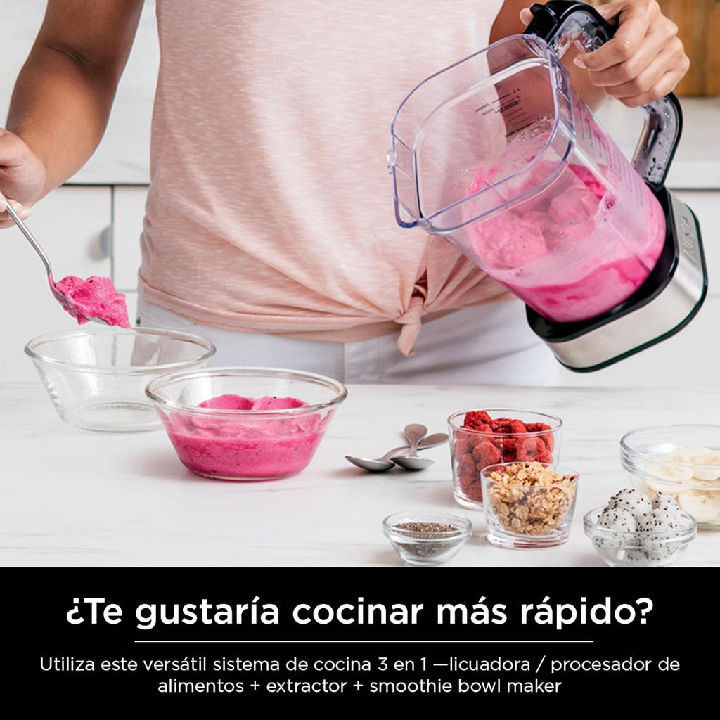 Ninja Blender For Kitchen | Food Processor Combo System | Smoothie Maker & Nutrient Extractor | 6 Functions for Bowls, Spreads, Dough, Shakes | 72-oz. Pitcher & To-Go Cups | Silver | SS351