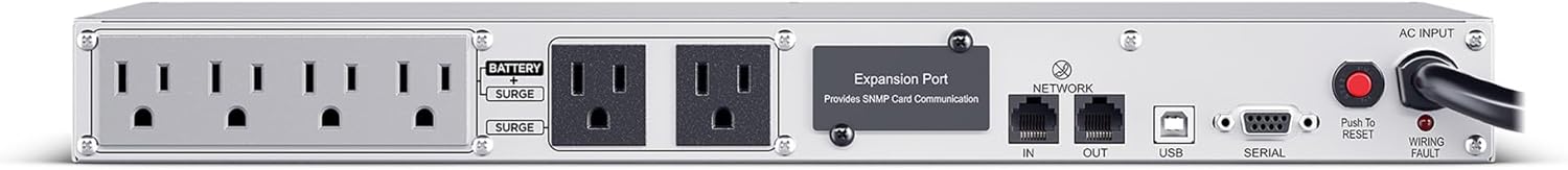CyberPower CP500PFCRM1U PFC Sinewave UPS Battery Backup and Surge Protector, 500VA/300W, 6 Outlets, AVR, 1U Rackmount, UL Certified