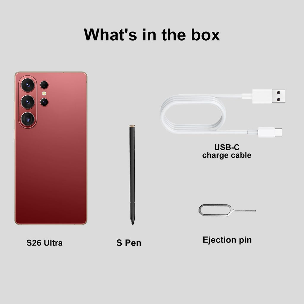 I26 Ultra Unlocked Phone: Built-in Stylus, 12GB+512GB, Snapdragon 8 Gen 3 | 108MP Camera & 6800mAh Battery | 5G Android 15 (Titanium Rosered)