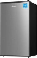 Midea MERM33S1AST Mini Fridge, 3.3 Cu.ft Compact Fridge with Internal Light, Adjustable Thermostat, Reversible Door, Low Noise for Dorm, Office, Bedroom, Stainless Steel