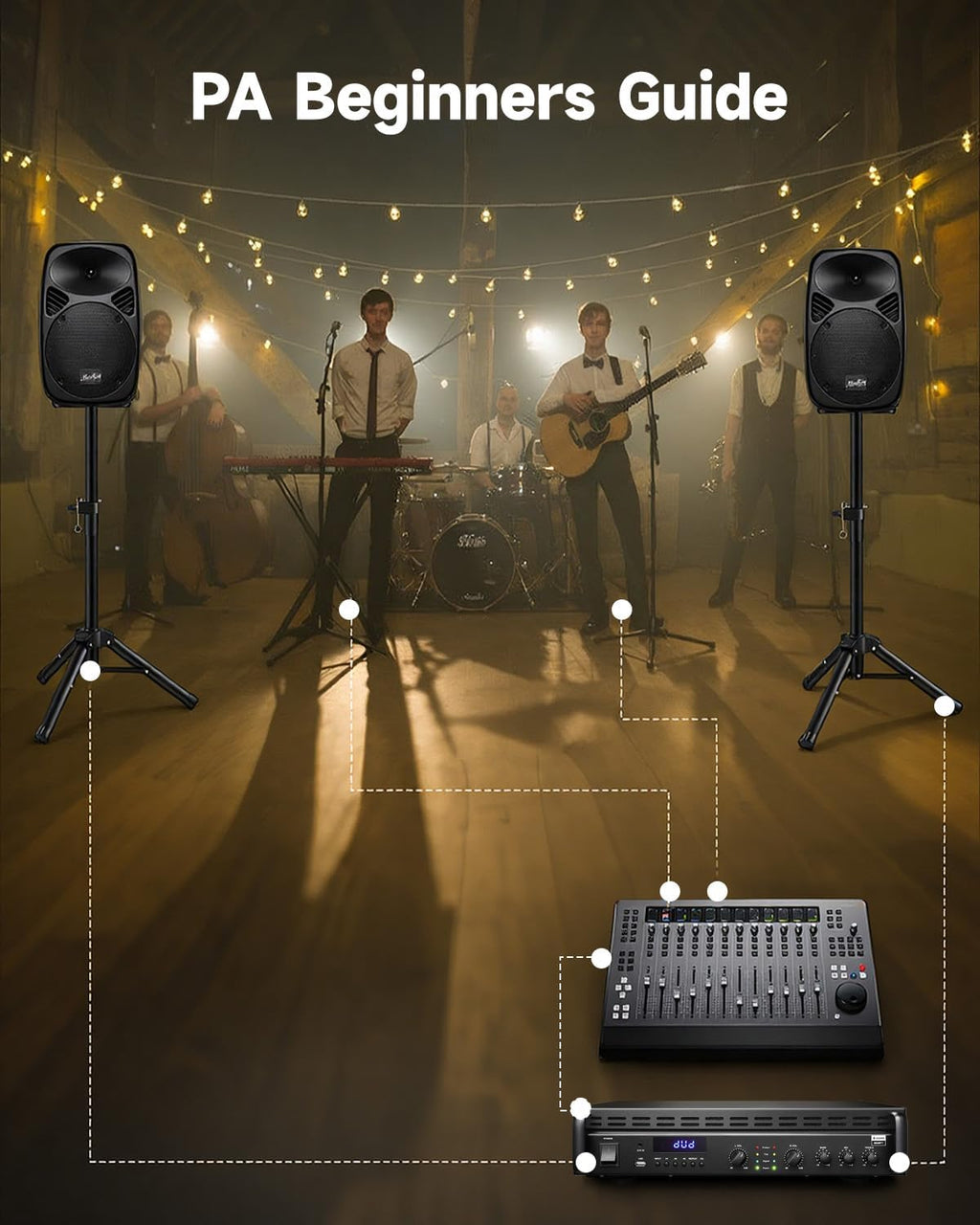 Donner Power Amplifier, 2 Channel Audio Amplifier with Bluetooth 5.3, EQ Controls, 100W RMS and 225W @4Ω Bridgeable, Versatile Inputs, for Home Party, Live Sound, DJs and Garage, MAMP7