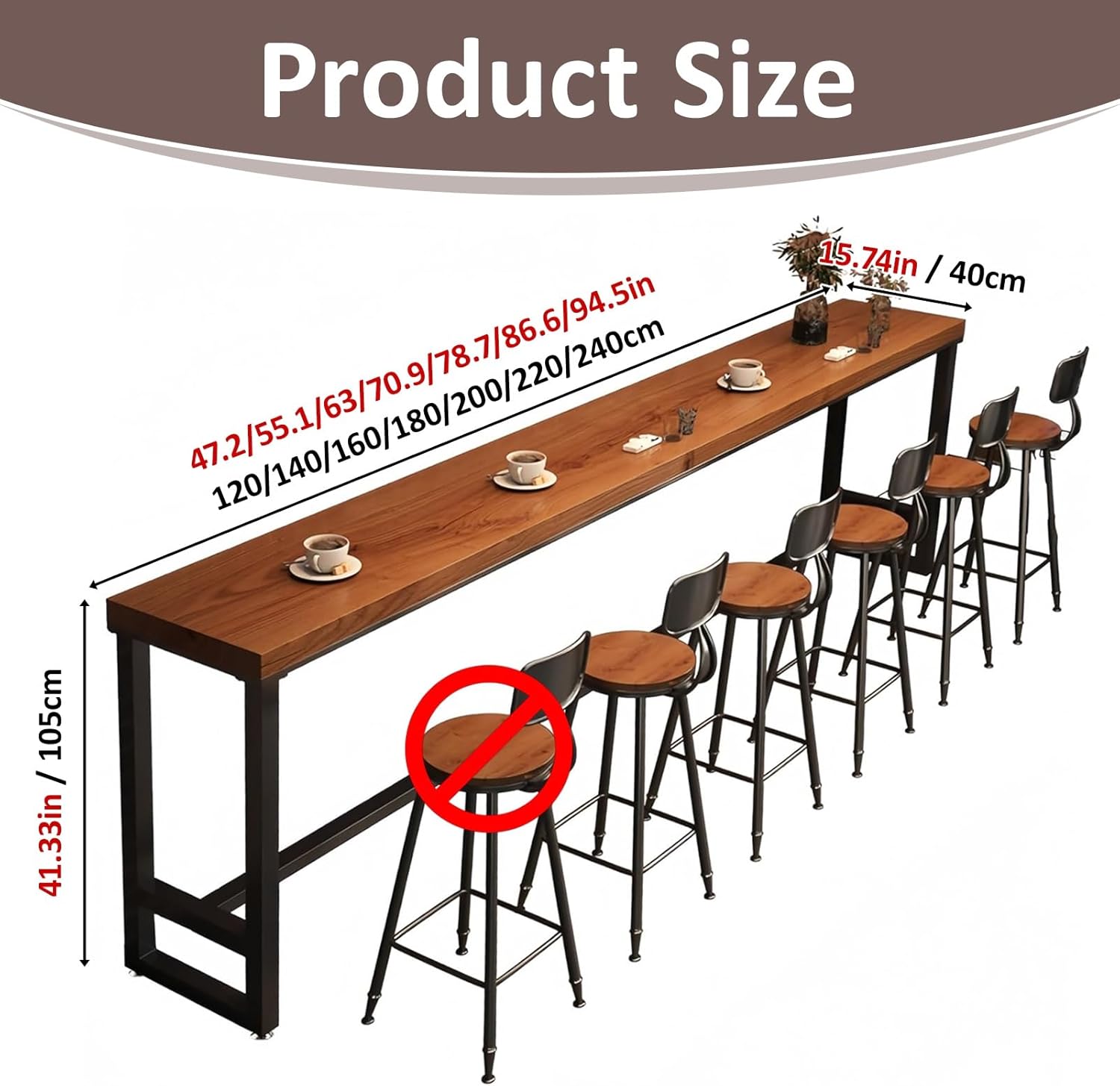 Farmhouse 70.9“ Modern Solid Wood Bar Table - Industrial Dining Room Bar Table, Rectangle Counter Height Dining Table Long Table for Kitchen Coffee Shop,No Stool
