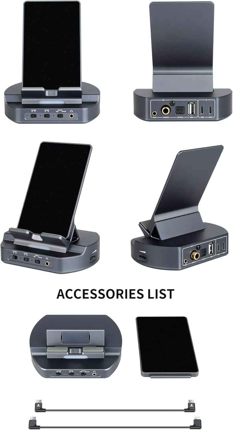 xDuoo DT-01 HiFi Phone DAC Pre-Amp Player Transforms Dock, Turntable for Phone Convert Output Coaxial/Optical/Aux Audio to decoder or Amplifier