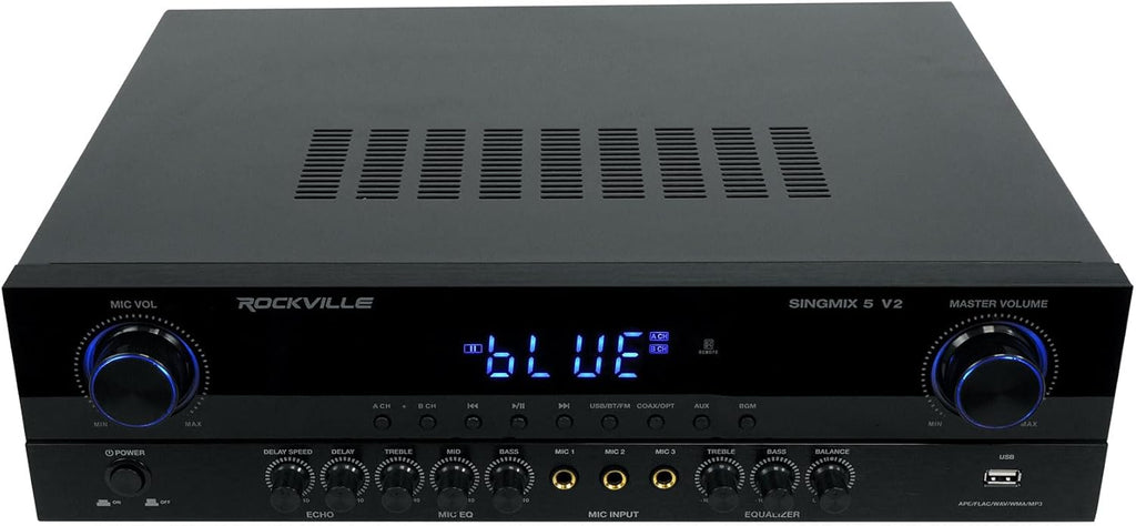 Rockville SINGMIX 5 V2 2000w Bluetooth Pro/Karaoke/Home Amplifier Mixer Receiver