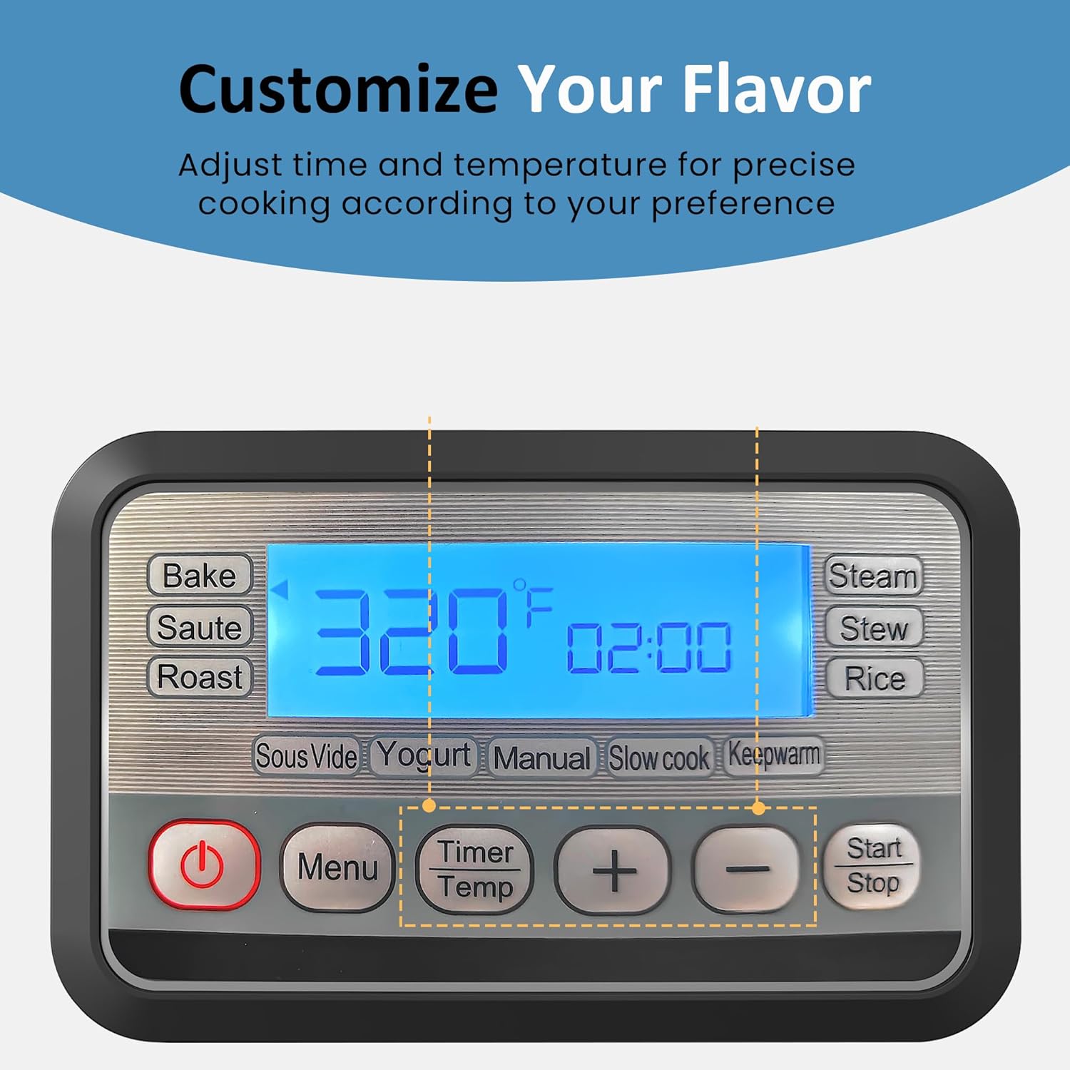 11-in-1 Multi Cooker 6.5QT, Programmable slow cooker with Nonstick Removable Pot, Digital Display, Adjustable Temp & Time for Slow Cook, Saute, Steam, Rice, Yogurt, Warmer