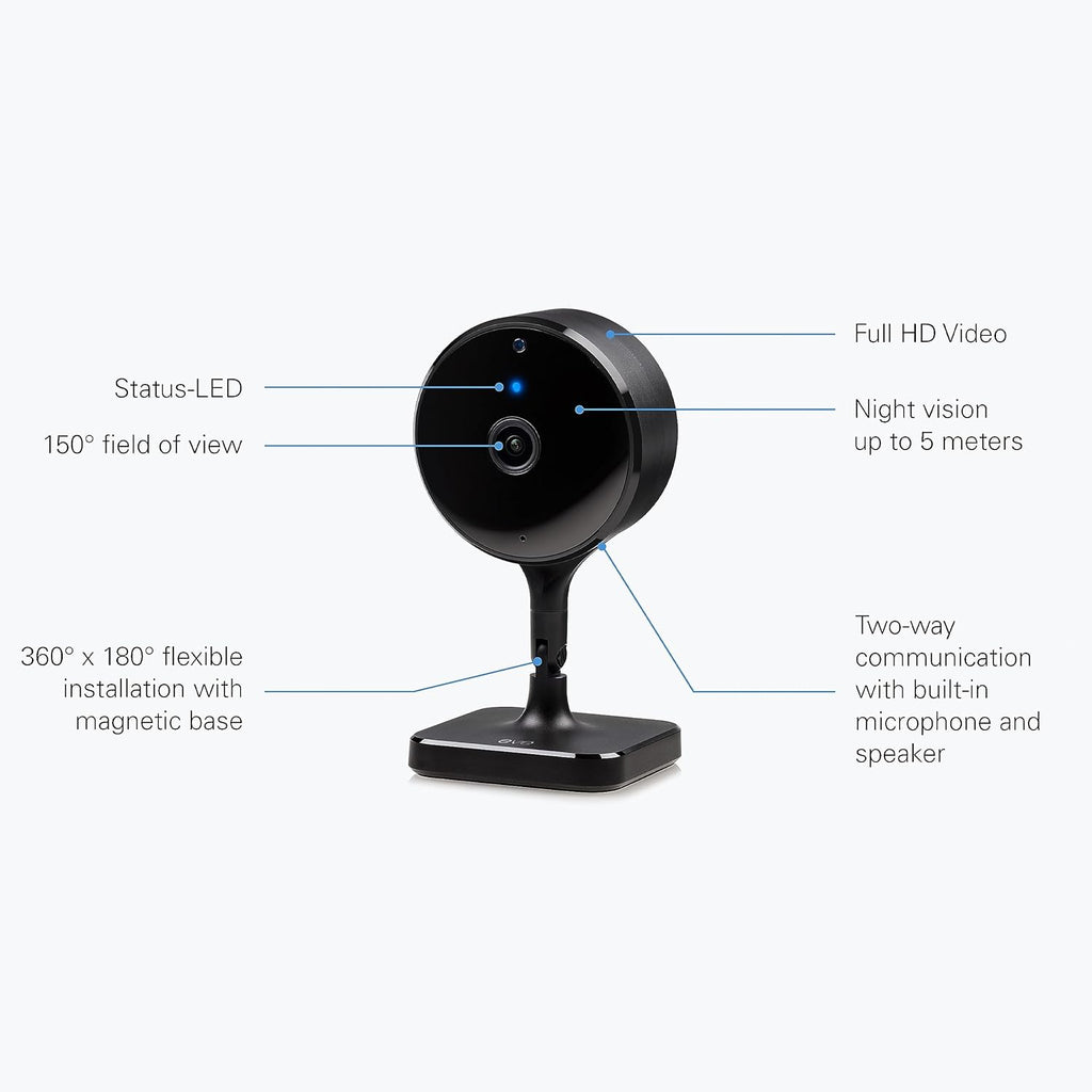 Eve Cam (Apple Home) – Smart Indoor Camera, 1080p Resolution, Wi-Fi, 100% Privacy, HomeKit Secure Video, iPhone Notifications, Microphone & Speaker, Night Vision, Flexible Installation