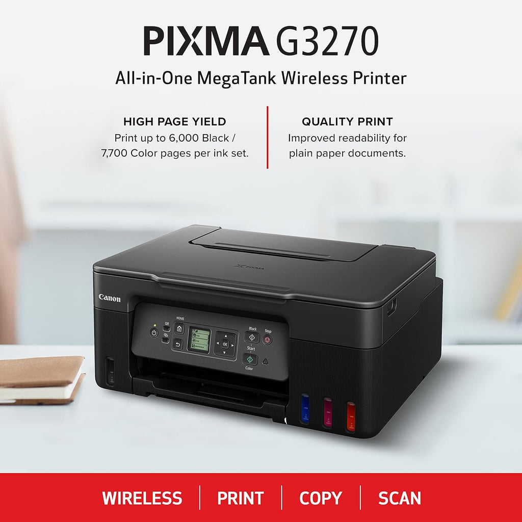 Canon MegaTank G3270 All-in-One Wireless Inkjet Printer, Home Use, Print, Scan and Copy