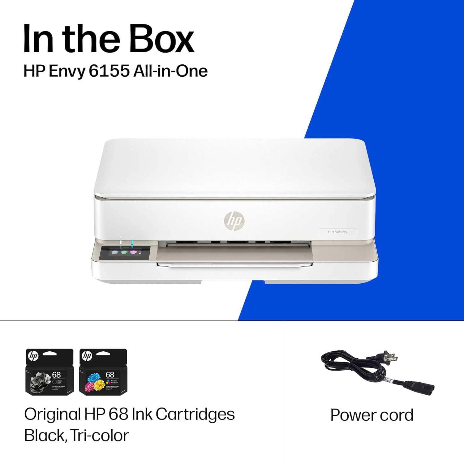 HP Envy 6155 Wireless All-in-One Color Inkjet Printer, Print, Scan, Copy, Duplex Printing Best-for-Home, 3 Month Trial of Instant Ink Included, AI-Capable (C2WR7A) Portobello