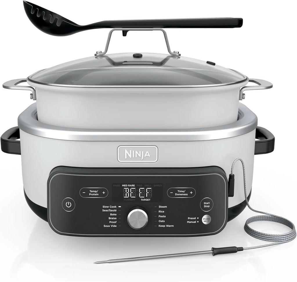 Ninja Foodi PossibleCooker PRO Plus with 11-in-1 Smart Cook System, Thermal Surround Technology, Powerful 1400-Watt Base, Oven safe up to 500º F - White (Renewed)