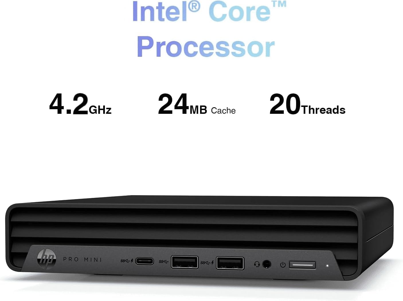 HP ProDesk 400 G9 mini PC, Intel Core i5-12400T, DDR4 RAM, PCIe SSD, Wi-Fi 6, triple display support, Windows 11 Pro