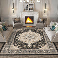 Washable Living Room Area Rug: 8x10 Oriental Stain Resistant Rugs for Living Room Medallion Non-Slip Carpet for Dining Room Soft Distresses Floor Mat for Bedroom Home Office (8x10 Black)