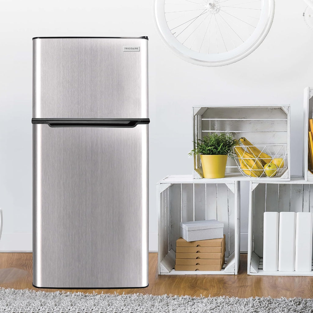 FRIGIDAIRE 2 Door Refrigerator/Freezer, 4.6 cu ft, Black Stainless Steel, Gunmetal