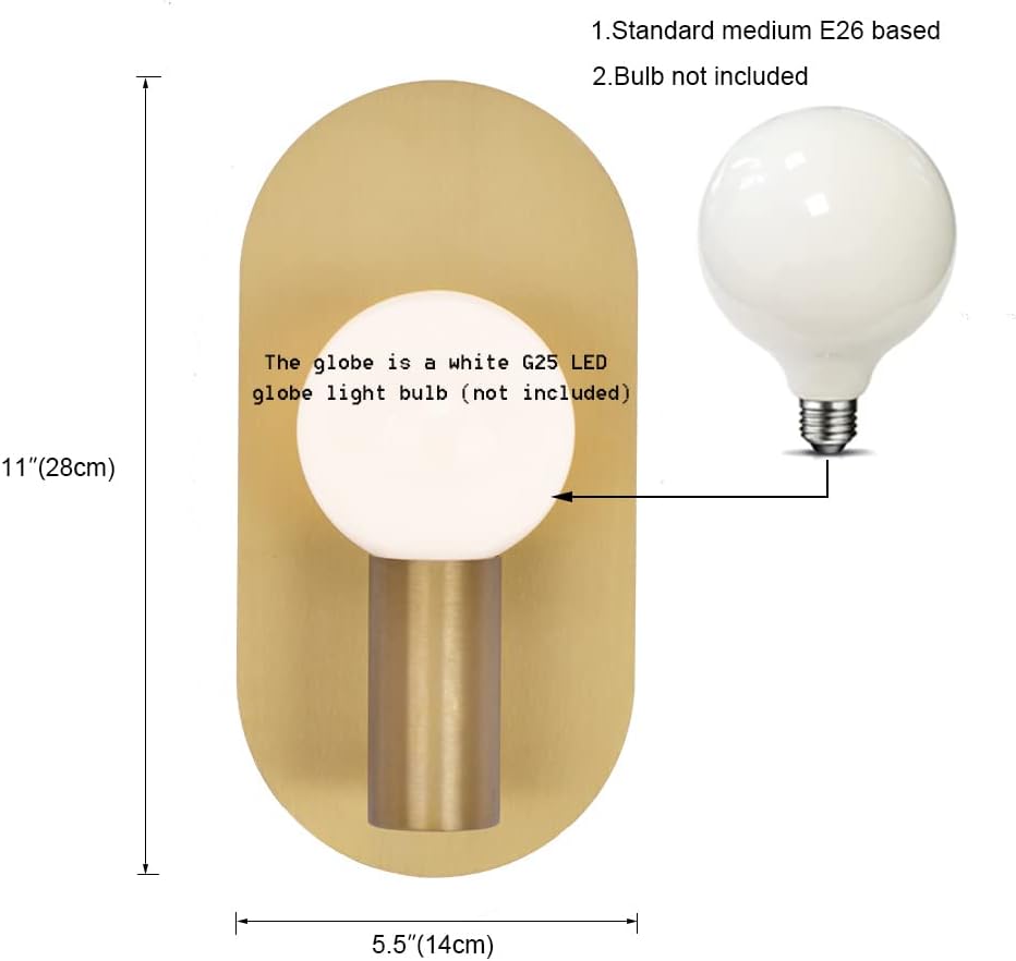 Modern Wall Sconce Set of 2, Mid Century Sconces Wall Light, Brushed Gold Wall Lighting Fixtures, Oval Stylish Wall Mount Lamp Decor for Bathroom Mirror Vanity, Living Room, Bedroom, Hallway