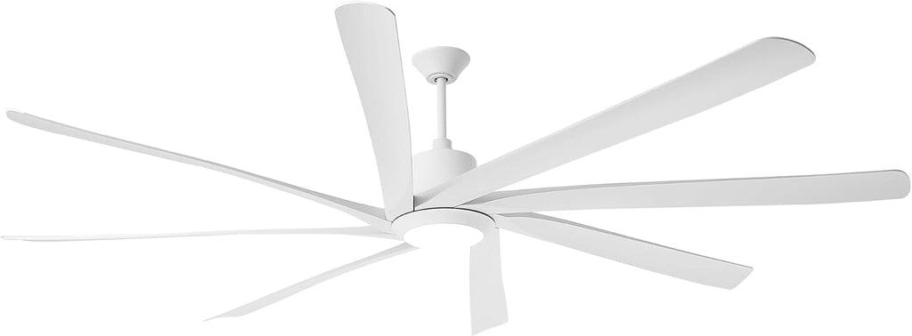 100 Inch Ceiling Fans with Lights and Remote, Large Industrial Ceiling Fan with High Airflow DC Motor, 8 ABS Blades Reversible Quiet Commencial Fan for Shop, Garage, Living Room, Warehouse, White