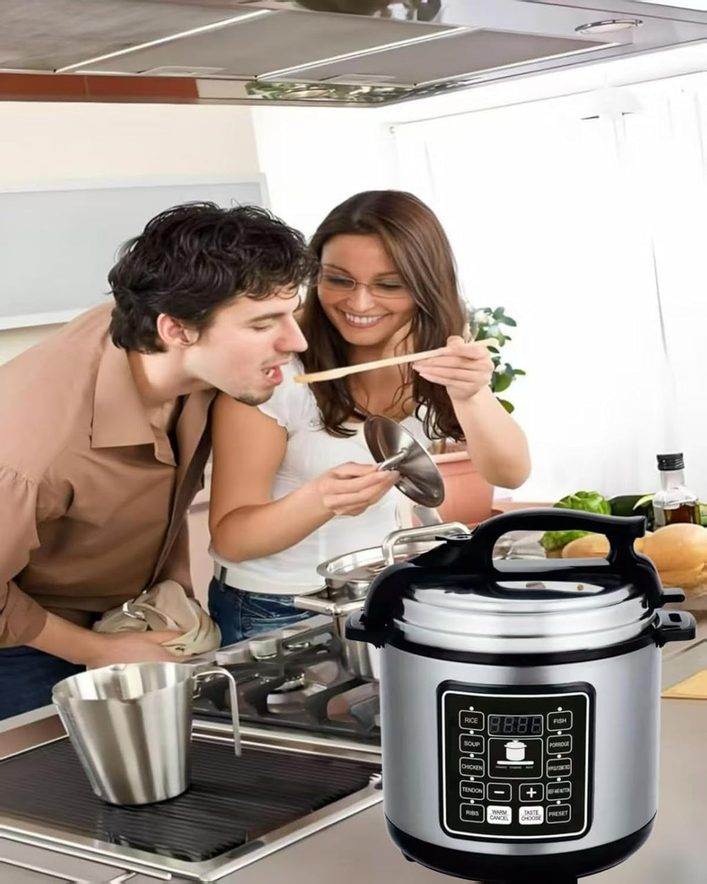 6qt 10-in-1 Electric Pressure Cooker, 1050w Programmable Multi-Cooker, Versatile Slow Cooker & Rice Cooker, Easy-to-use Black Kitchen Appliance