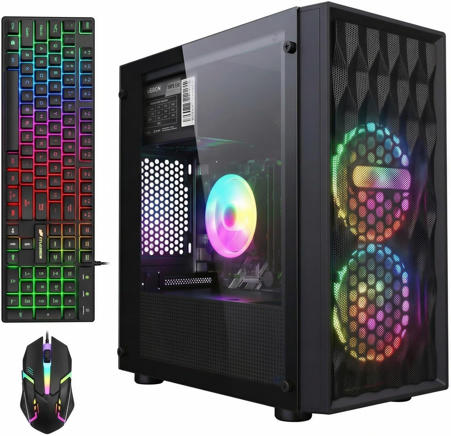 STGAubron Gaming PC Computer Desktop, Intel Core i7 8th Gen up to 4.1GHz, Radeon RX 590 8G, 16G DDR4, 512G SSD, WiFi 6 & BT 5.2, RGB Fan x2, Windows 11 Home