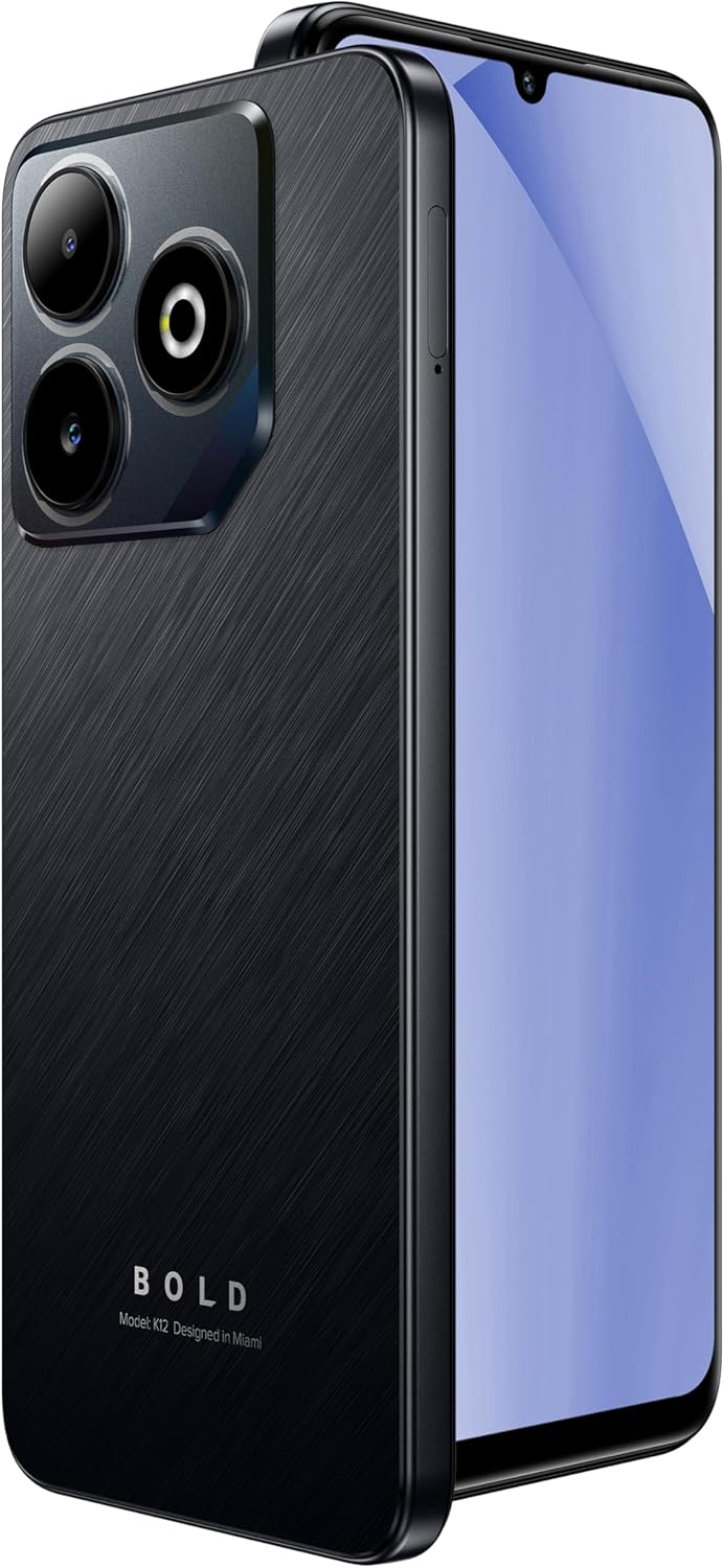 Bold K12 | 2025 | Unlocked | 6.8” HD+ 120Hz Infinity Display | 50MP Main + 8MP Selfie Cameras | 128GB Internal Storage | US Version | US Warranty | Black Blue