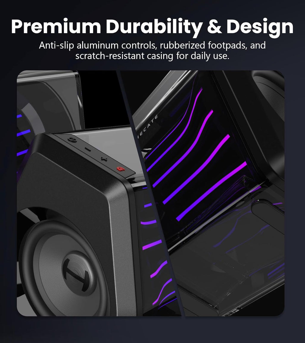 Edifier G2000 Pro Bluetooth Computer Speakers with 7.1 Virtual Surround Sound, RGB Lighting, USB & Aux Input - Ideal Gaming Desk Accessories for PC, PS5, Game Console (White)