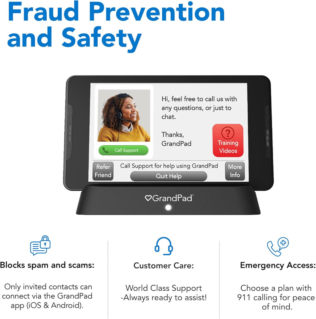 GrandPad Easy to Use Tablet & Phone for Seniors Locked - Not Compatible with Other Wireless Carriers - Requires a Plan