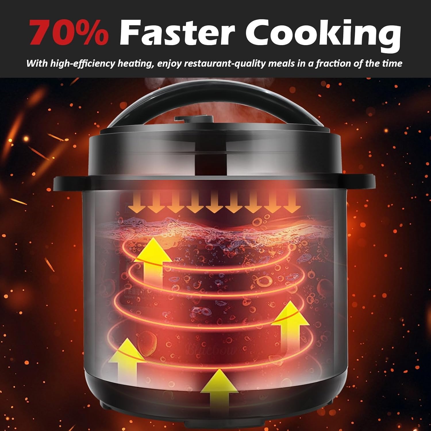 Chefvia 6.5 Quart 8-in-1 Electric Pressure Cooker – Stainless Steel Multi-Cooker With LED Display, Slow Cook, Rice, Steam, Sauté & Warm Functions – Black & Silver Kitchen Appliance