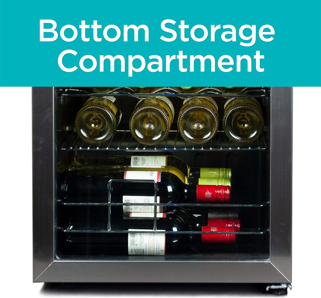 BLACK+DECKER 26 Bottle Wine Fridge with Interior Light and Mechanical Temperature Control, Compressor Cooling Wine Cooler Refrigerator with 4 Wine Racks and 1 Flat Shelf, Wine Bottle Chiller