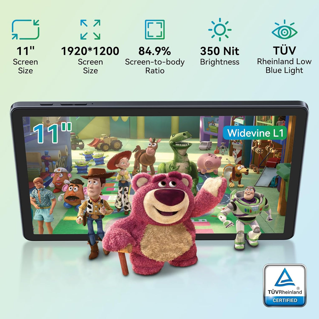 2K 11 Inch Android 16 Tablet, 24GB RAM, 256GB ROM, 1TB Expand, TUV Certified 1920x1200 FHD Screen, 8000mAh Battery with Octa-Core, Gaming Tablet with Sim Card Slot for Adults & Kids