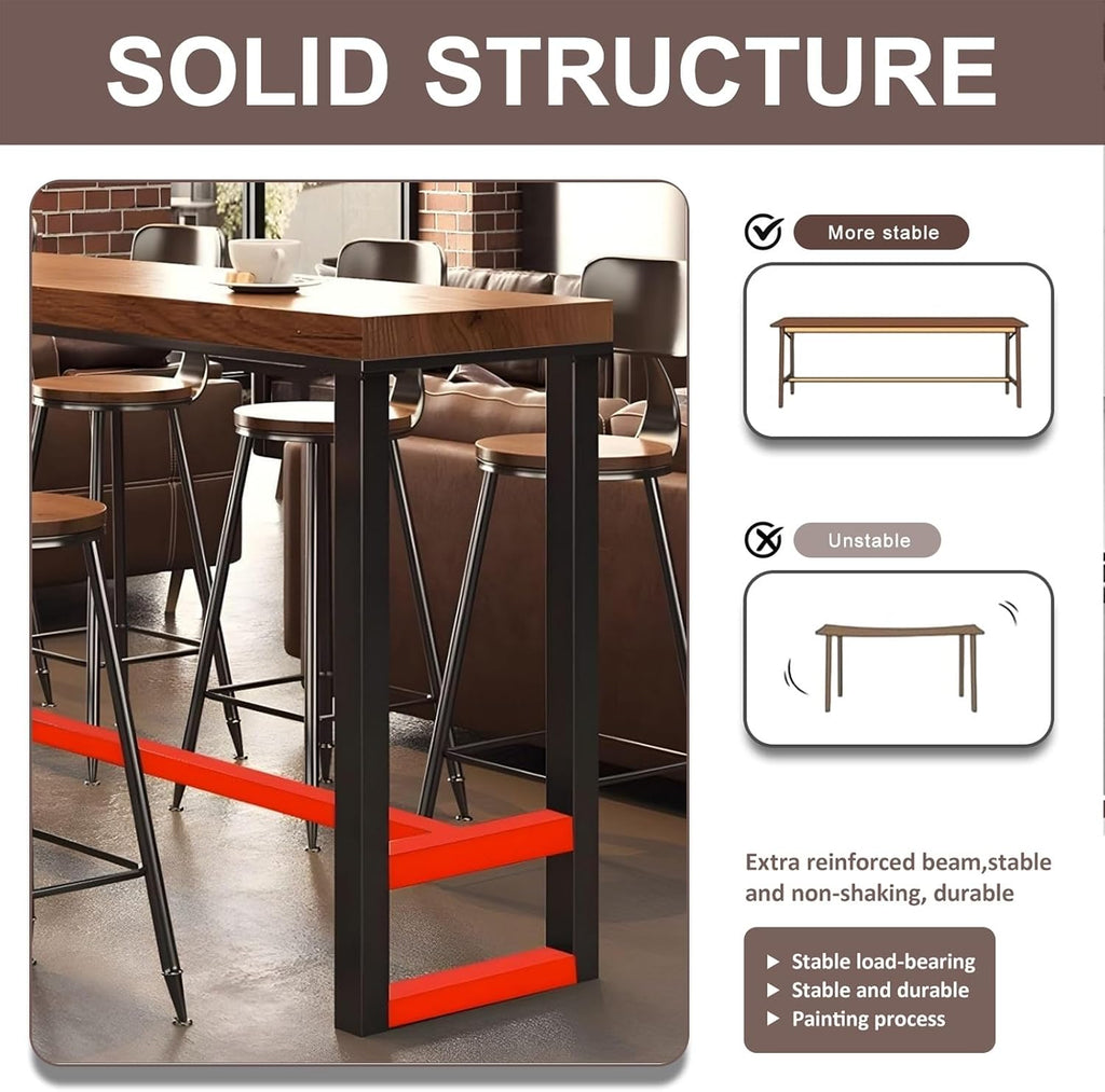 Farmhouse 70.9“ Modern Solid Wood Bar Table - Industrial Dining Room Bar Table, Rectangle Counter Height Dining Table Long Table for Kitchen Coffee Shop,No Stool