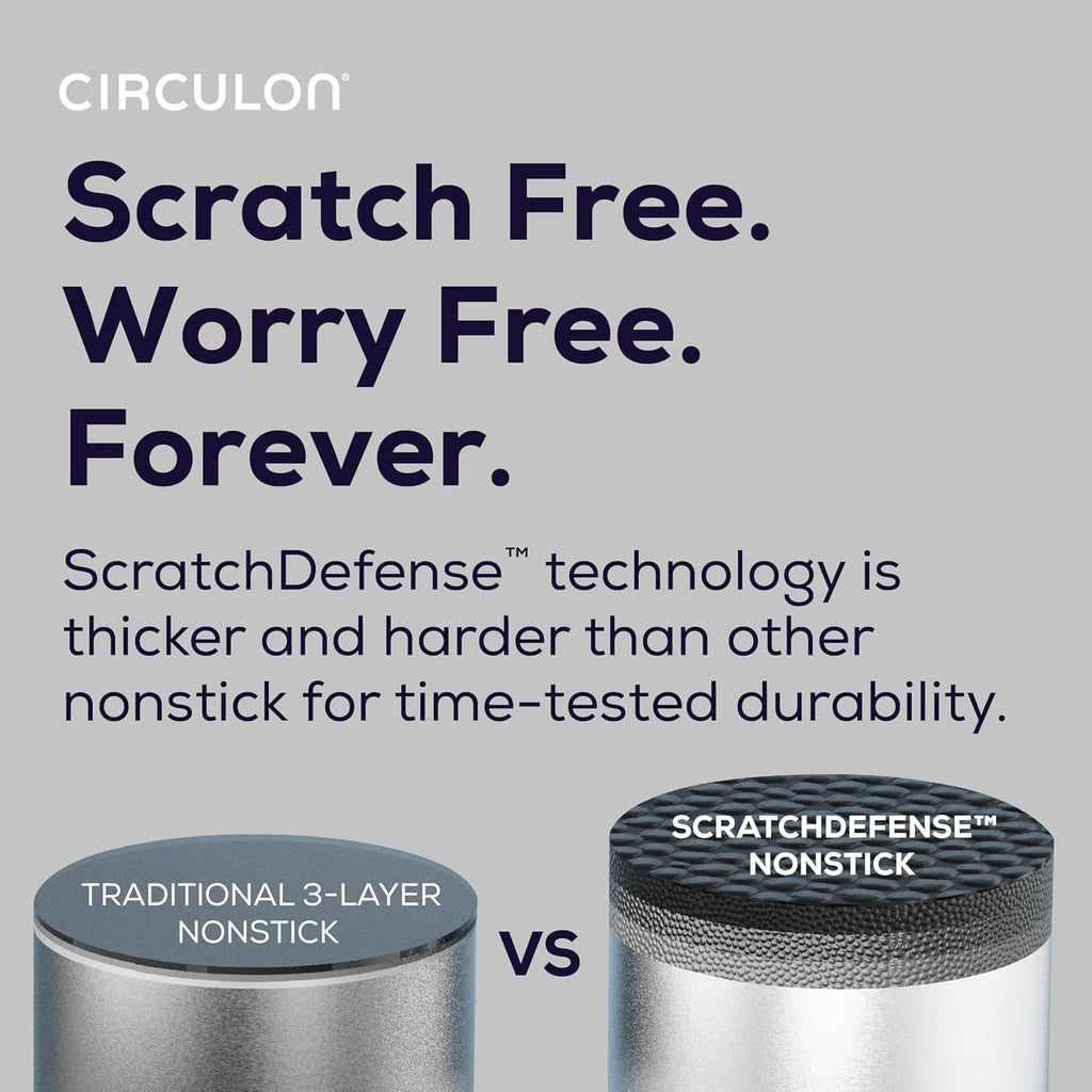 Circulon C1 Series Clad Stainless Steel with ScratchDefense Technology Cookware Nonstick Induction Saucepan with Lid, Metal Utensil Safe, 3 Quart - Polished Stainless Steel