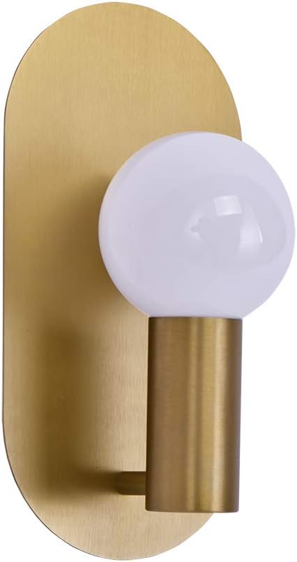 Modern Wall Sconce Set of 2, Mid Century Sconces Wall Light, Brushed Gold Wall Lighting Fixtures, Oval Stylish Wall Mount Lamp Decor for Bathroom Mirror Vanity, Living Room, Bedroom, Hallway