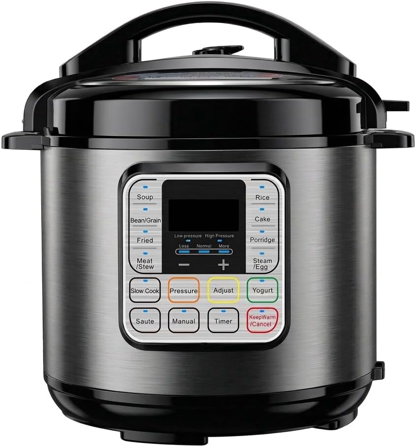 6.5 Quart Electric Pressure Cooker, 16 Presets Multi-Cooker,Rice Cooker,Slow Cooker,Cake Maker,Yogurt Maker, Sauté, Steamer, Warmer, Non-Stick, Stainless Steel