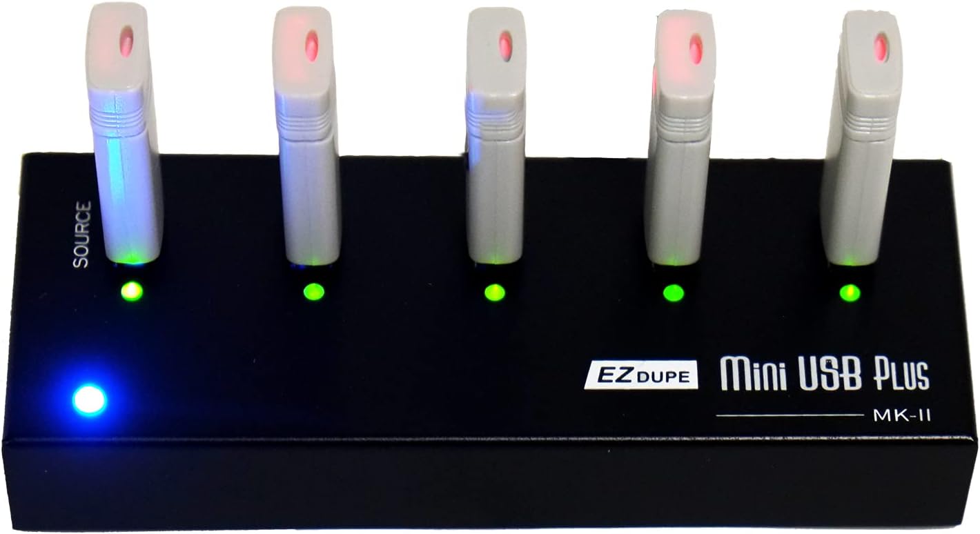 New Update Version EZ Dupe 1 to 4 Mini USB Plus MK II Duplicator - Standalone Portable USB Flash Media Thumb Drive Compact Copier (DM-FU0-5V04B-V2)