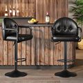 HOOBRO Adjustable Bar Stools, Swivel Bar Stools with Arms and Footrest, PU Upholstered Counter Height Stools, Bar Chairs with Metal Base, for Kitchen, Bar, Living Room, Black BB85BYP201
