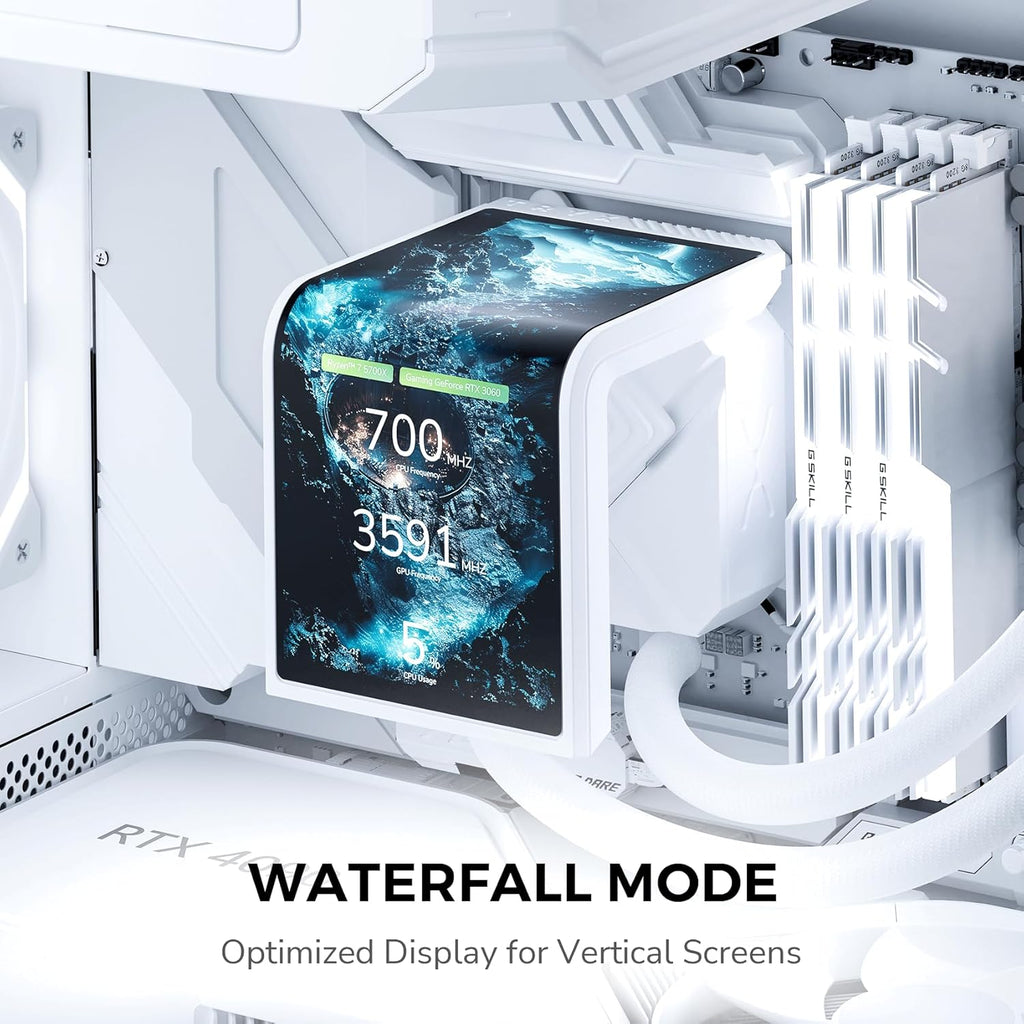 TRYX PANORAMA SE 360 ARGB White 360mm AIO Rotatable 6.67'' AMOLED Curved Screen 3D Anamorphic Effect Customizable AIO Cooler 360mm White Asetek Adela 280w TDP Intel LGA 1851/1700/1200/115X AMD AM5/AM4