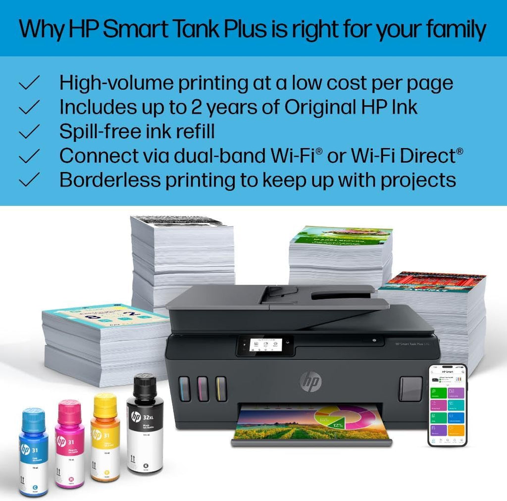 HP Smart Tank Plus 570 Wireless All-in-One Ink Tank Printer with up to 2 Years of Ink Included (5HX14A)