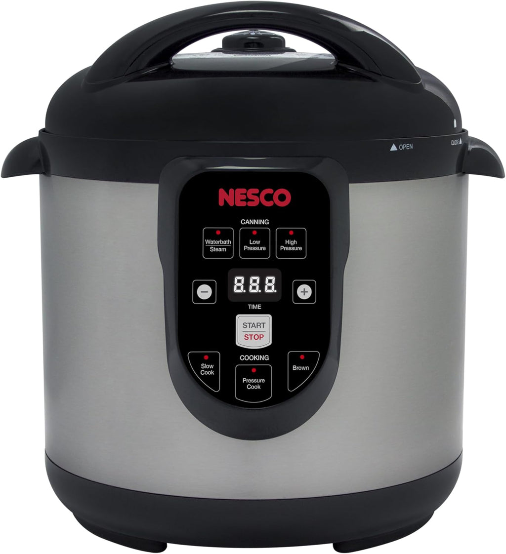 NESCO NPC‑9 Smart Electric Pressure Canner and Cooker for Home Food Preservation, 9.5‑Quart Stainless Steel with Digital Controls