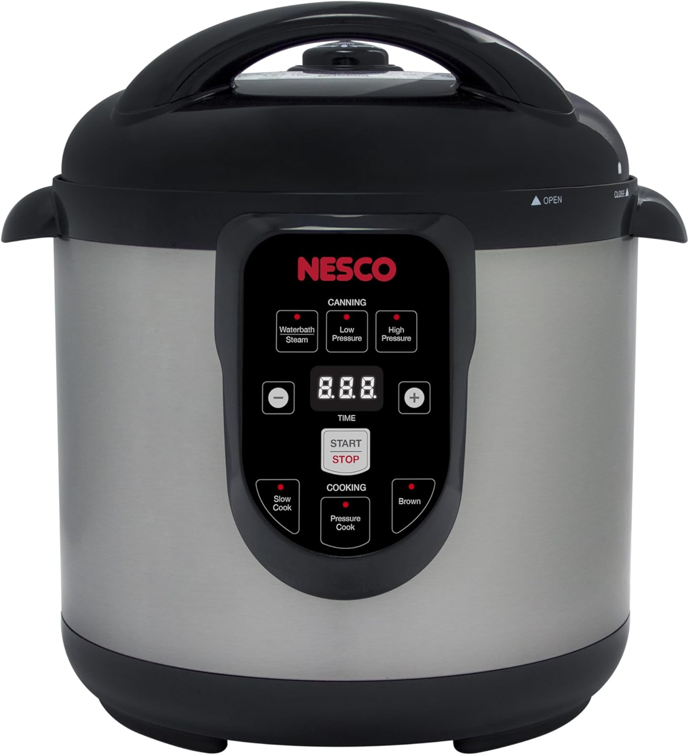 NESCO NPC‑9 Smart Electric Pressure Canner and Cooker for Home Food Preservation, 9.5‑Quart Stainless Steel with Digital Controls