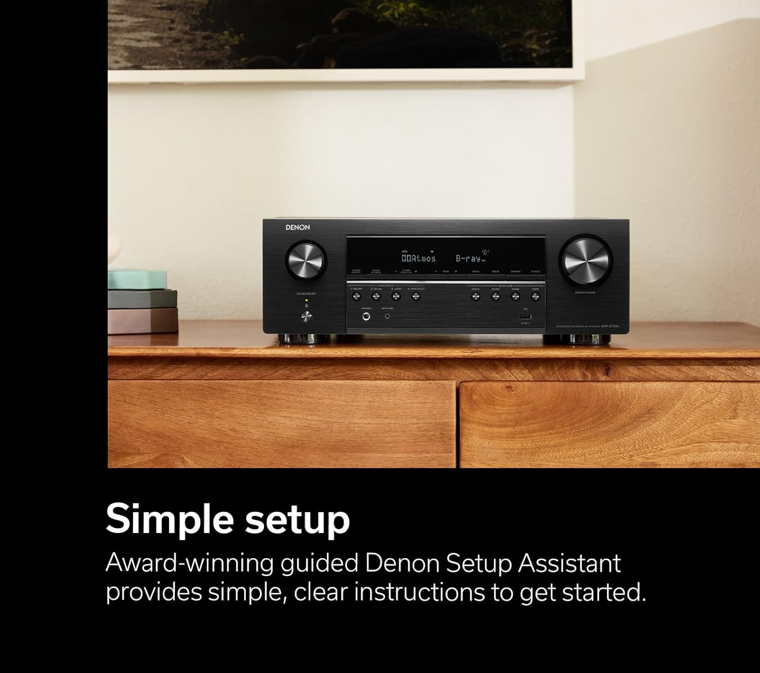Denon AVR-S770H 7.2 Ch Home Theater Receiver - 8K UHD HDMI Receiver (75W X 7), Wireless Streaming via Built-in HEOS, Wi-Fi, Dolby TrueHD, DTS Neural:X & DTS:X Surround Sound, Bluetooth Amplifier