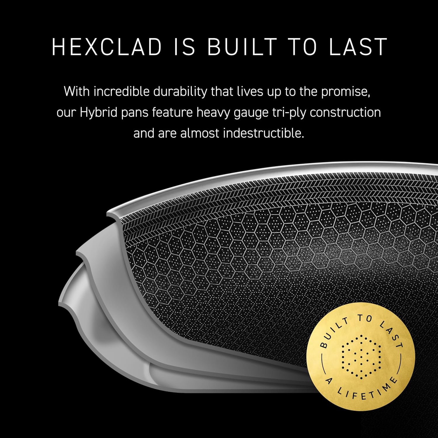HexClad Hybrid Nonstick 1-Quart Saucepan with Tempered Glass Lid, Stay-Cool Handle, Dishwasher-Friendly, Oven-Safe Up to 900°F, Induction Ready, Compatible with All Cooktops