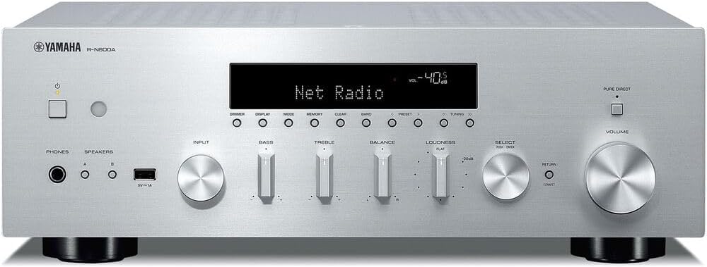Yamaha R-N600A 2.1-Channel Network A/V Receiver with Streaming, Phono and Built-in DAC (Silver) Bundle with Cleaning kit