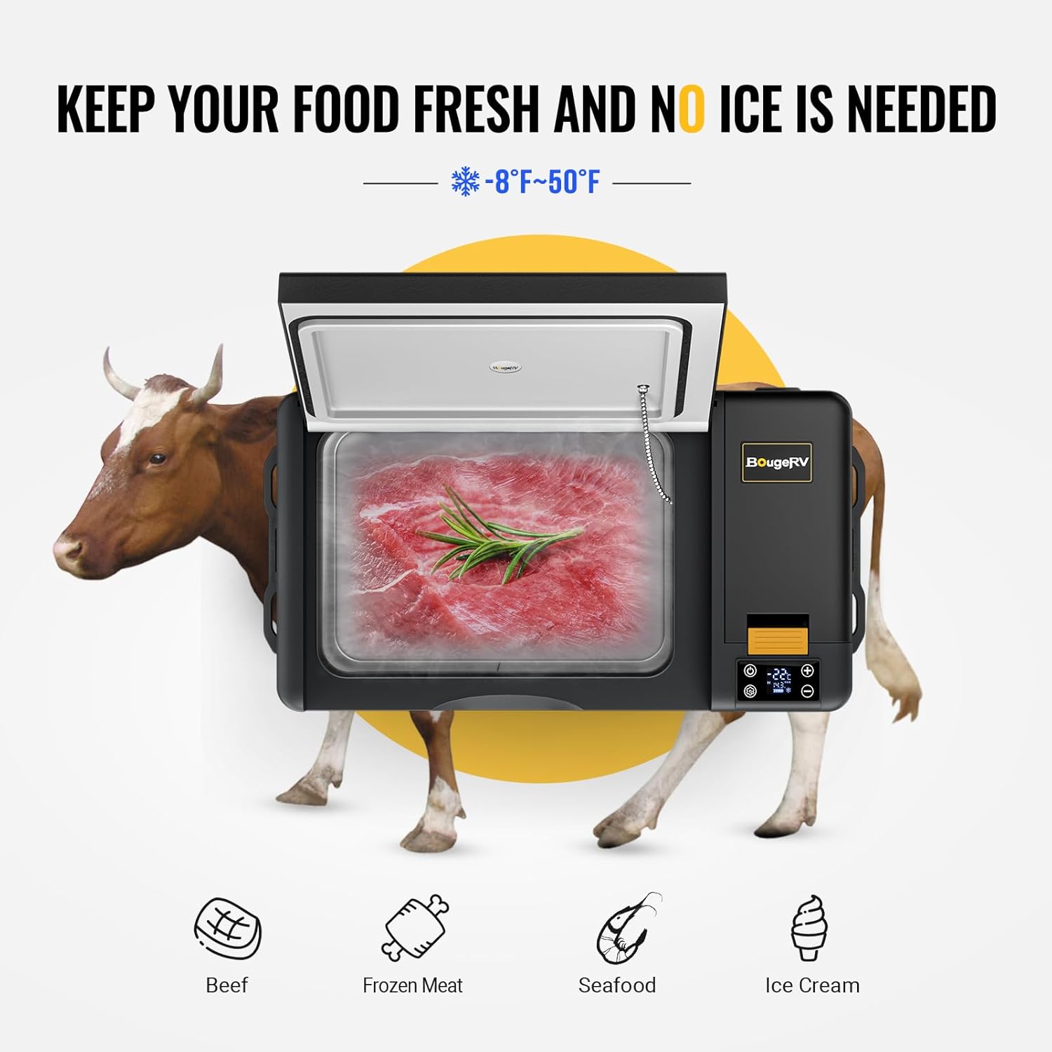 BougeRV 12 Volt Refrigerator, CRPRO VIP 30 Quart 12V Car Fridge (-8℉~50℉), Compressor Cooler with 12V/24 DC, 110-240 AC for Outdoor Camping Overlanding Truck RV SUV Van