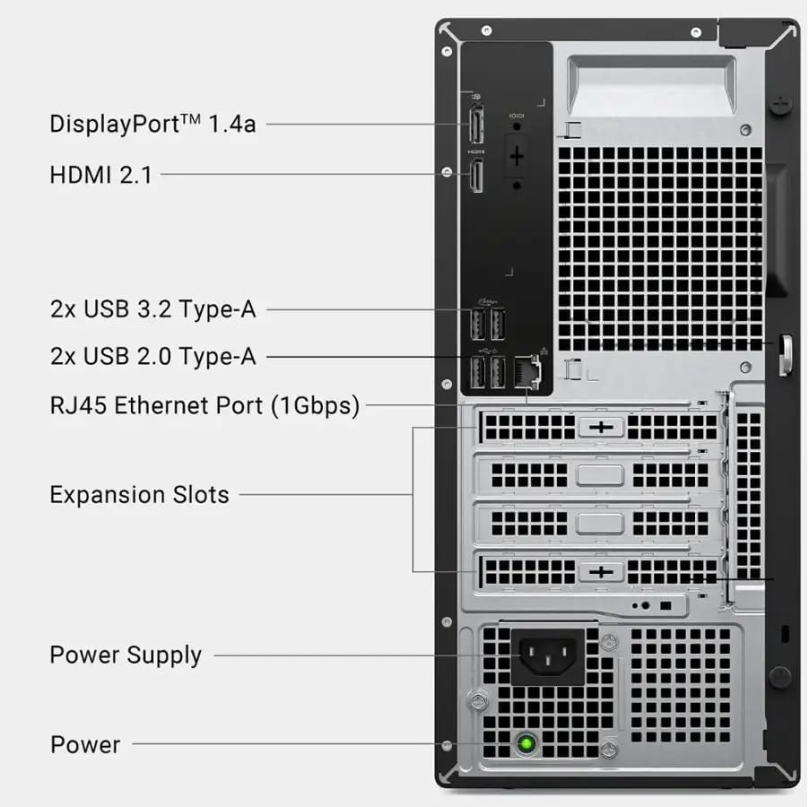 Dell Ect1250 Tower Desktop PC – Intel Core Ultra5225 (10‑Core) | 32GB DDR5 RAM | 1TB NVMe SSD | Intel UHD Graphics | Bluetooth & Wi-Fi 6 | Windows 11 Pro | Keyboard & Mouse | Black