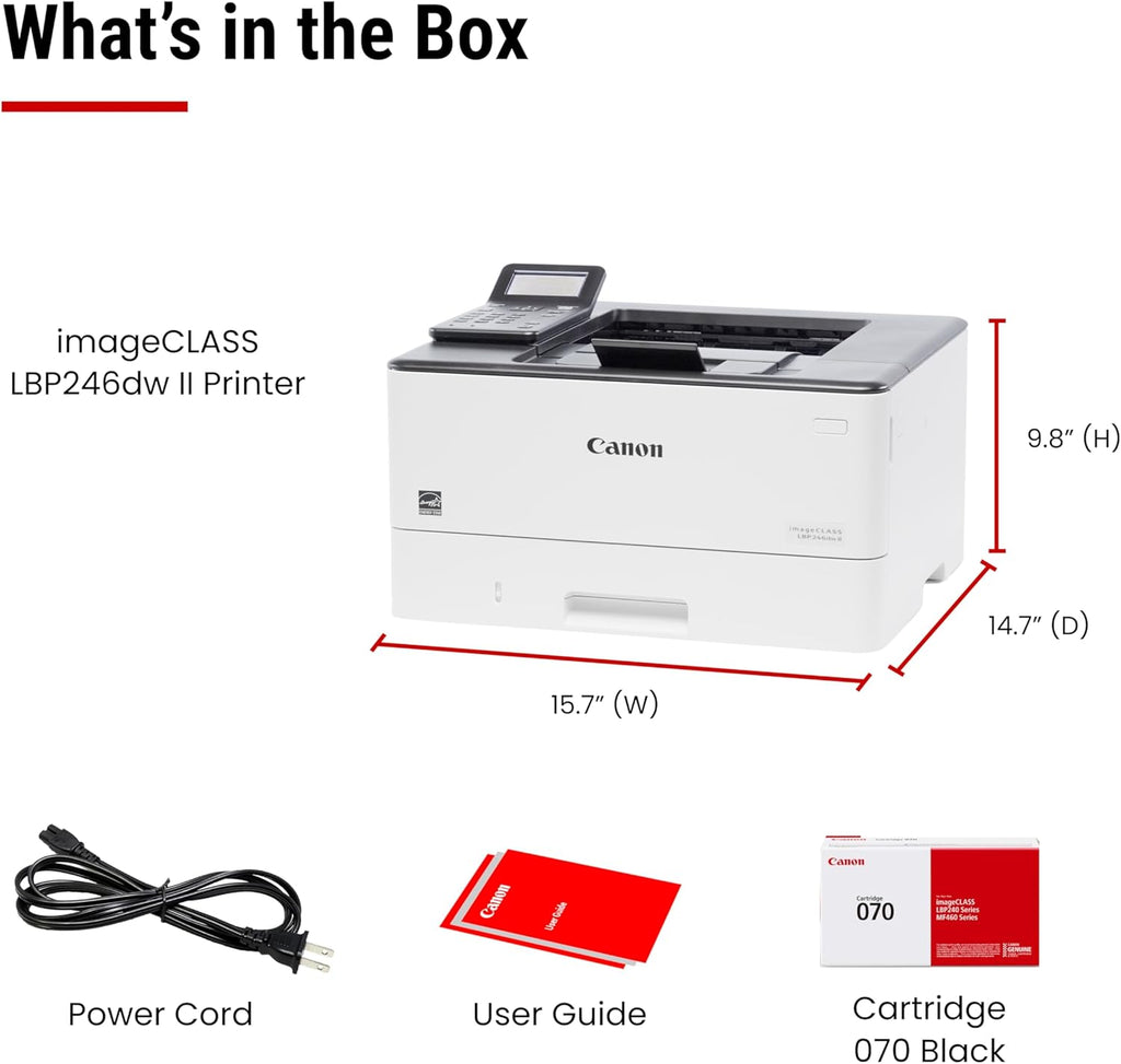 Canon imageCLASS LBP246dw II - Monochrome Duplex, Wireless Laser Printer, Single Function, with 1 Year Limited Warranty, 42 PPM