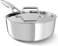 Calphalon Premier Polished 5-Ply Stainless Steel Cookware w/Turbo Heat Tech 2.5Qt Chef's Pan with Lid, Induction, Oven Safe 500F, PFOA Free, Polished Stainless Silver