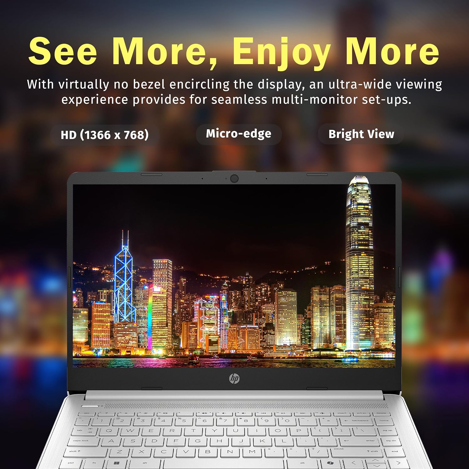 HP Stream 14" HD BrightView Laptop, Intel Celeron N4120, 16GB RAM, 288GB Storage (128GB UFS + 160GB Docking Station Set), Intel UHD Graphics, 720p Webcam, Wi-Fi, 1 Year Office 365, Win 11 S, Silver