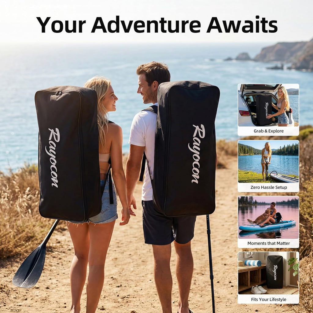 Inflatable Stand Up Paddle Board 11'×34" Extra Wide SUP, Ultra-Stable for Adults & Dog, 450lbs, Dual Chamber Pump, Fiberglass Paddle, Military Grade Dual Layer