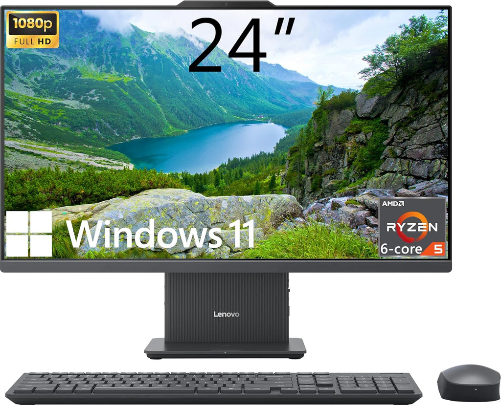 Lenovo IdeaCentre All-in-One Desktop Computer, 24" FHD Display, 6-core AMD Ryzen 5 7535HS, 16GB DDR5, 512GB SSD, Wi-Fi 6, HDMI in&Out, Wireless KB&Mouse, Windows 11 Home